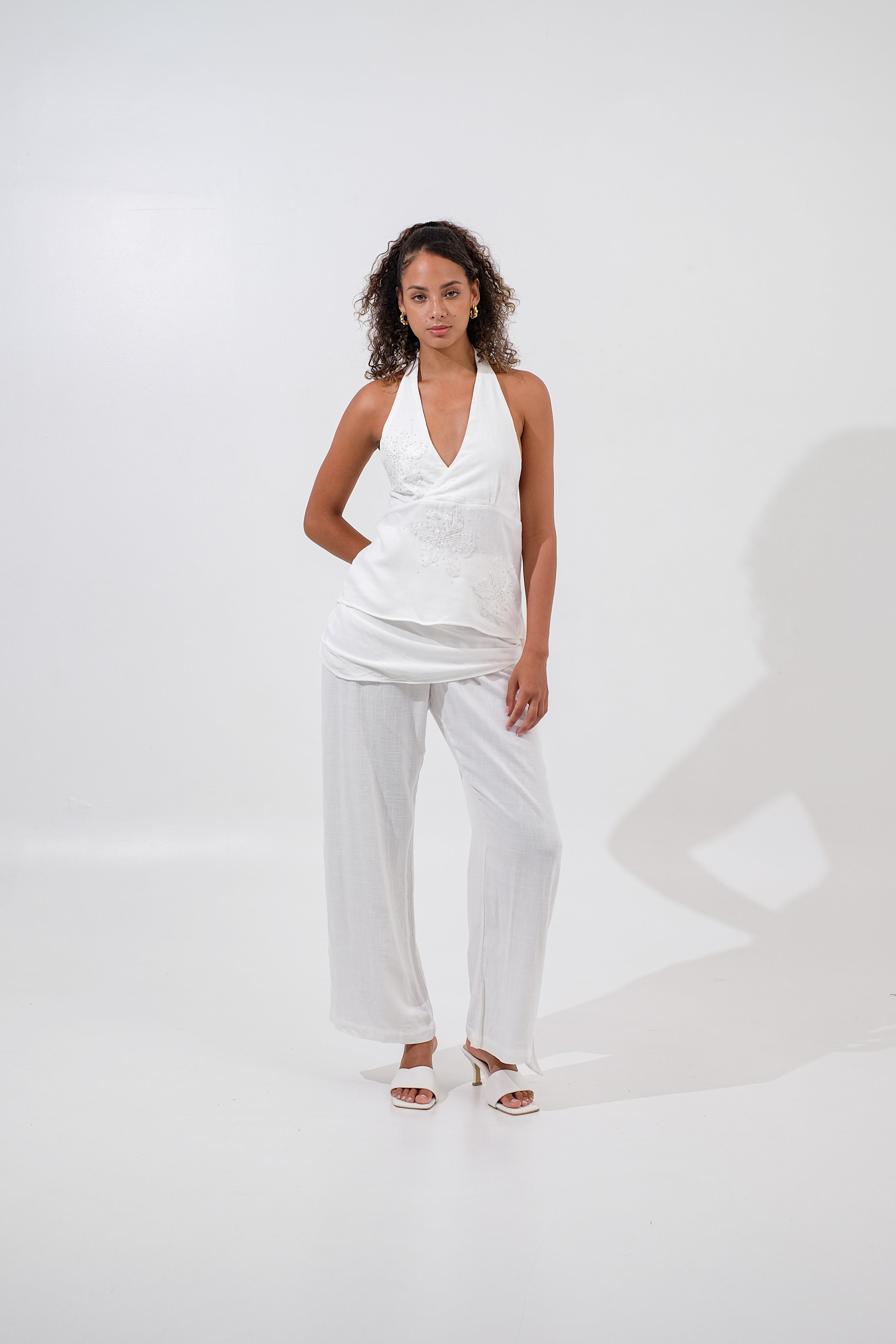Capri Beaded Linen Top