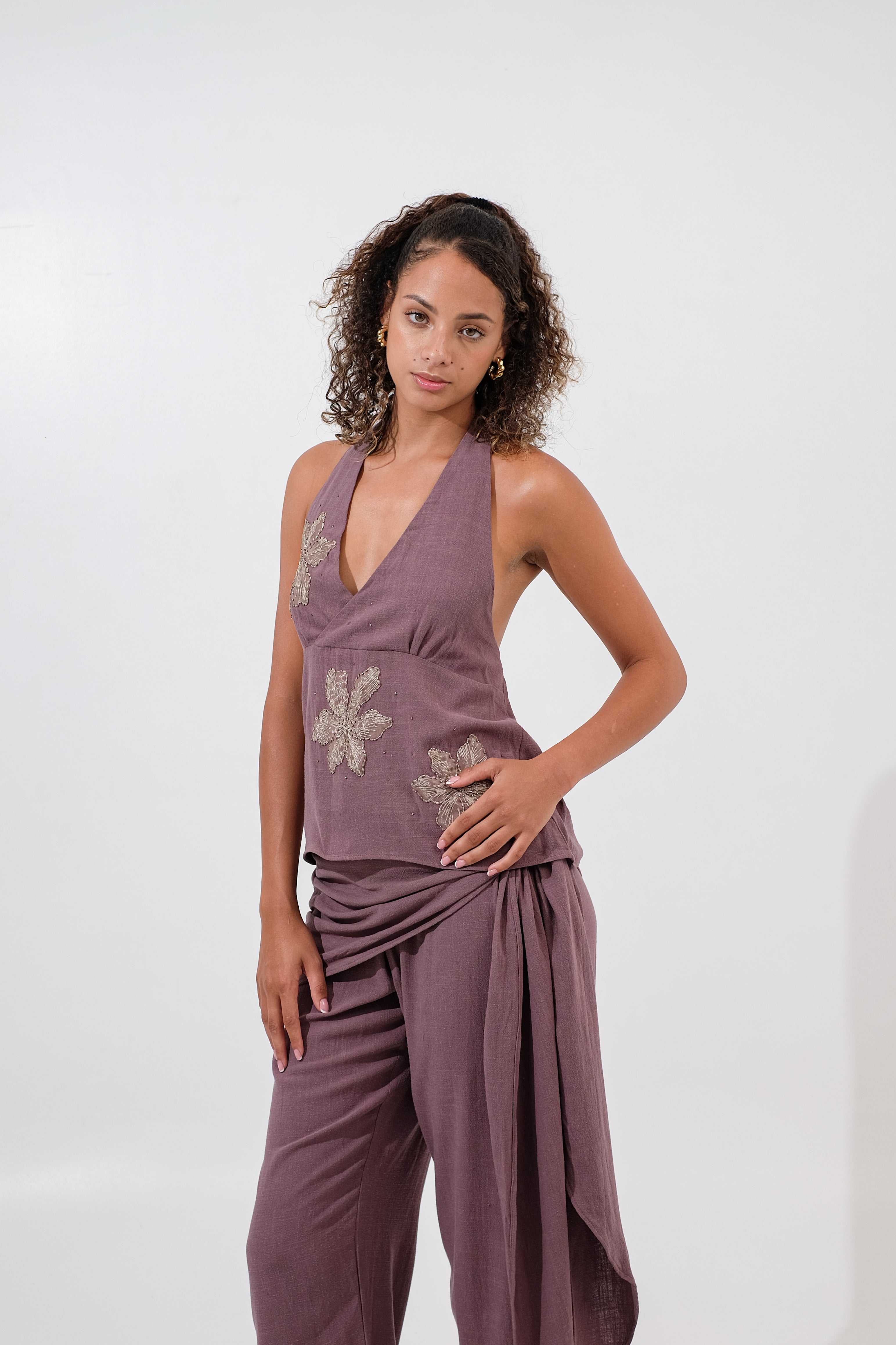 Capri Beaded Linen Top