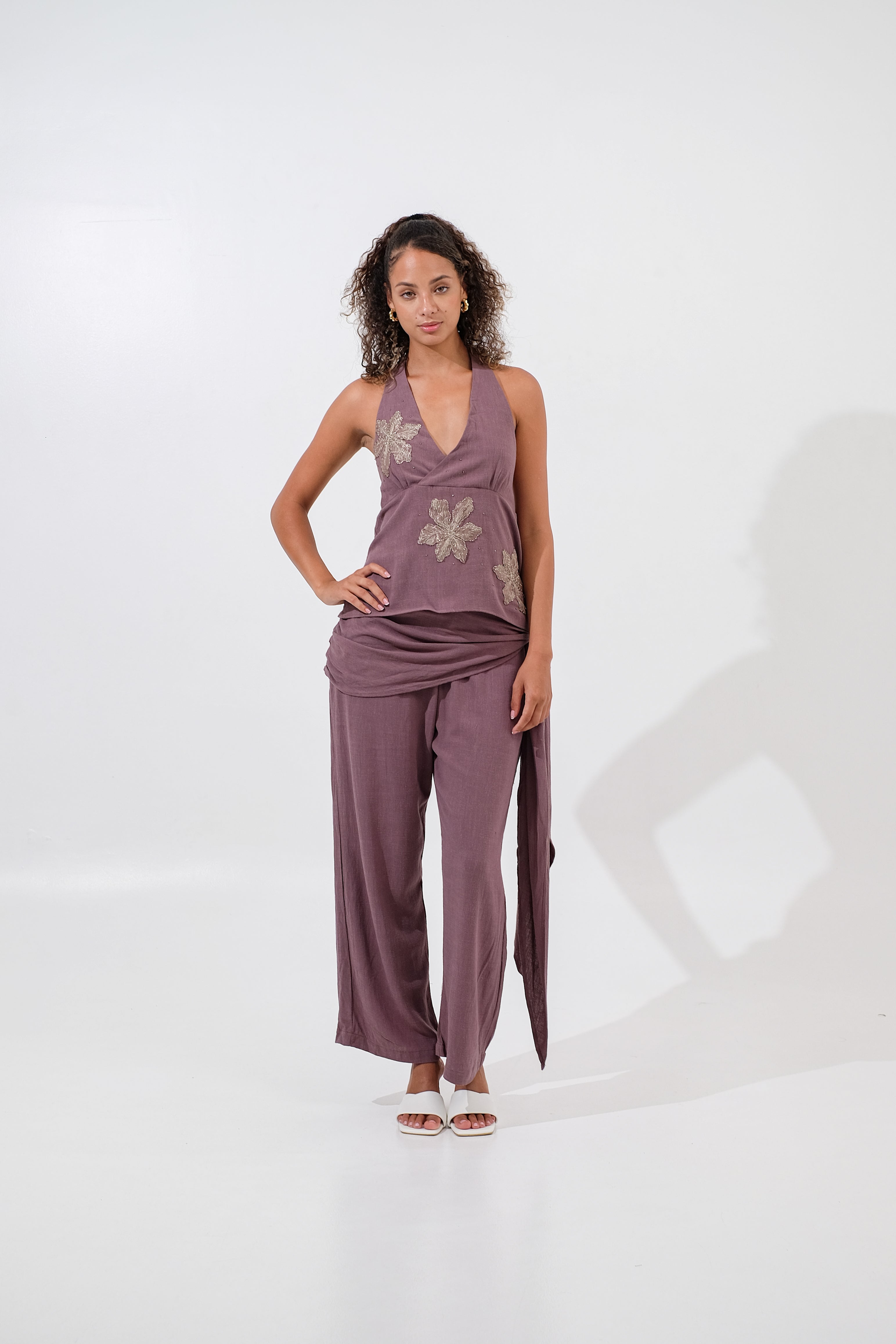 Capri Beaded Linen Top